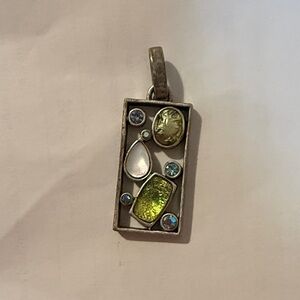 Lia Sophia Silver Necklace with Green and Blue Accents